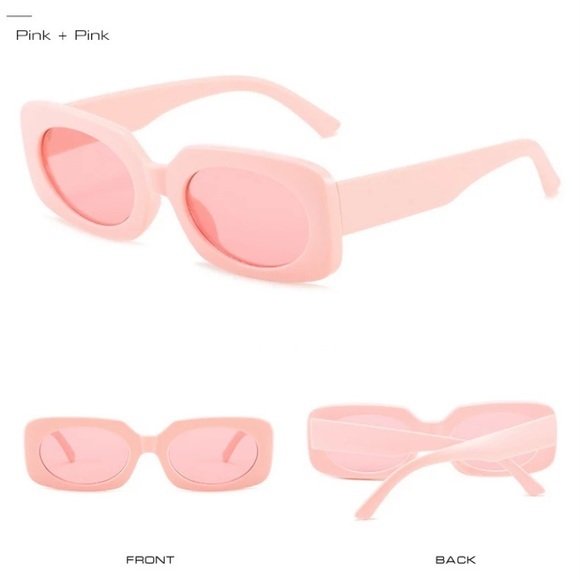 🕶PINK ON PINK SEXY SOPHISTICATED LUXURY RECTANGLE RETRO STATEMENT SUNNIES - Picture 1 of 4